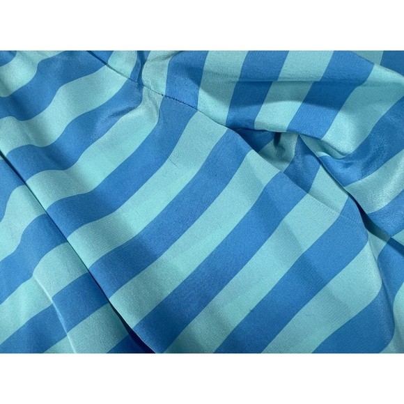 LILLY PULITZER Women's Blue Aqua Striped V-Neck‎ Long Sleeve Silk Blouse Sz XS - Picture 9 of 13